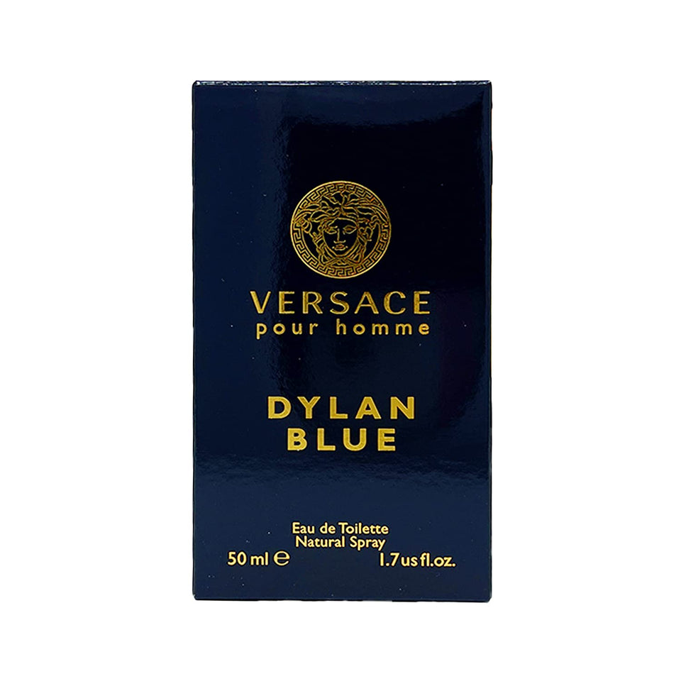 Versace Dylan Blue bottle front view, bold style for confident days.