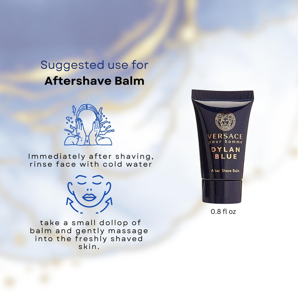 Versace Dylan Blue shower gel image showcasing cleansing and refreshing lather.