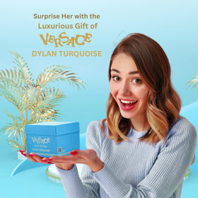 Versace Dylan Turquoise Body Gel bottle highlighting refreshing skin feel.