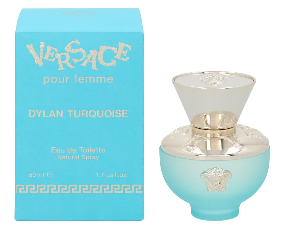 Versace Dylan Turquoise bottle close-up, a fresh daytime fragrance