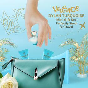 Versace Dylan Turquoise sampler kit highlighting the trial experience.