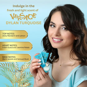 Versace Dylan Turquoise Shower Gel label display for daily refresh.