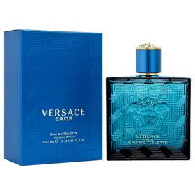 Versace Eros cap close-up emphasizes premium detailing.