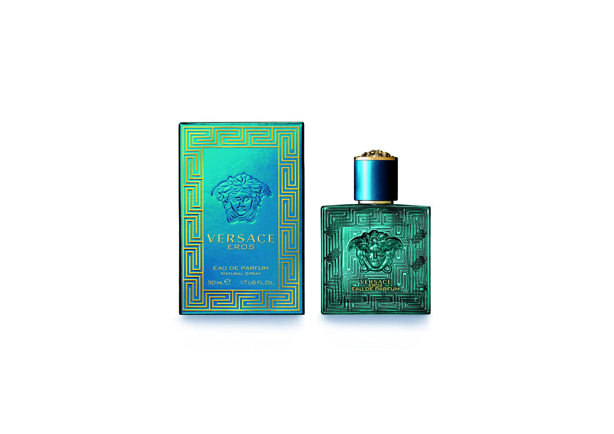 Versace Eros EDP bottle view, ideal for bold evening wear and lasting sillage.