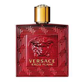 Versace Eros Flame bottle front view, ideal for bold evening wear.