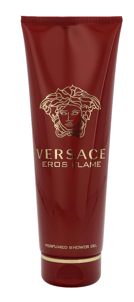 Versace Eros Flame bottle side view showing sleek silhouette for daily grooming