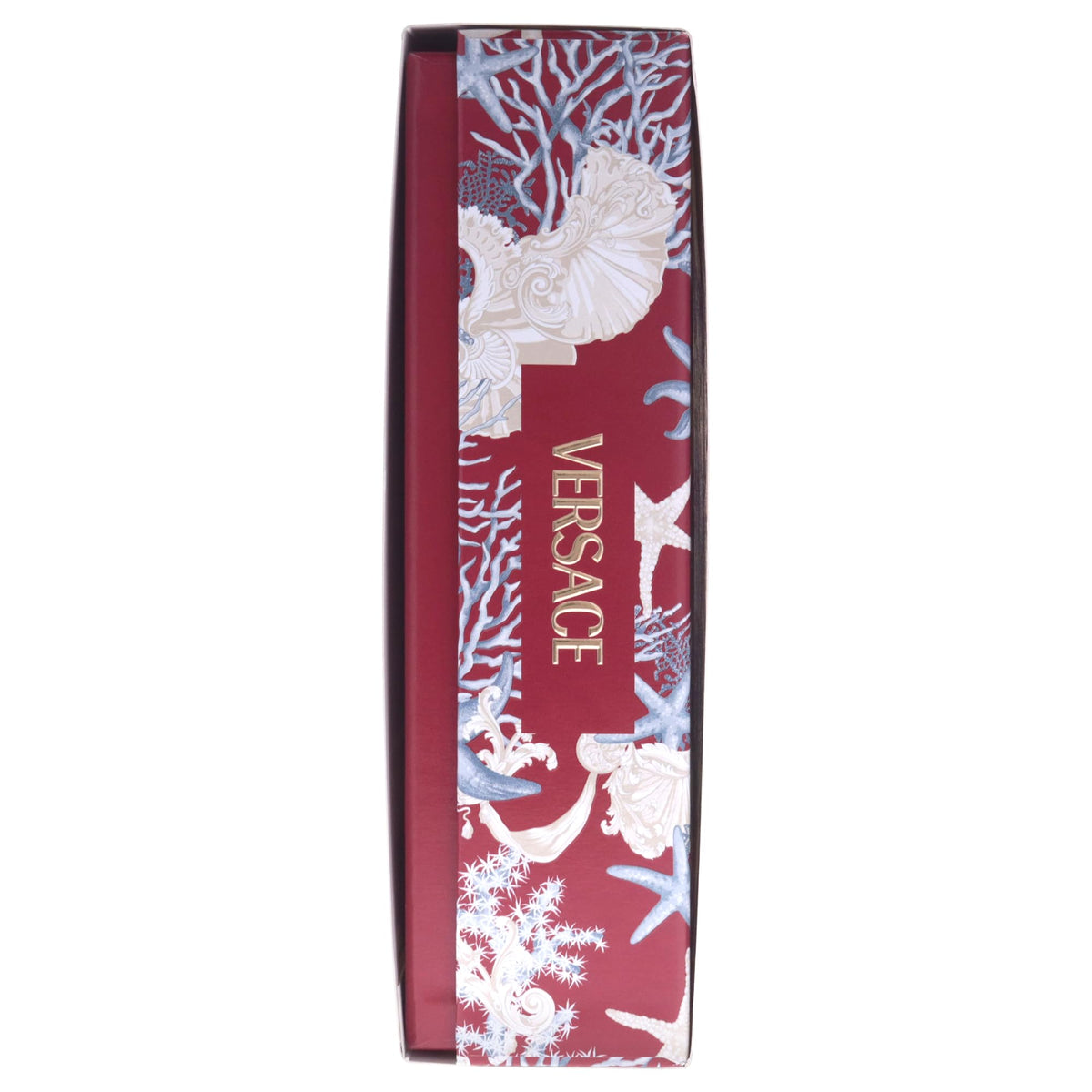 Versace Eros Flame label detail signals high-end fragrance identity.