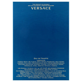 Versace Eros logo emblem on label reinforces luxury branding.