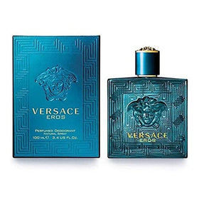 Versace Eros deodorant spray nozzle highlights premium design for quick, confident application.