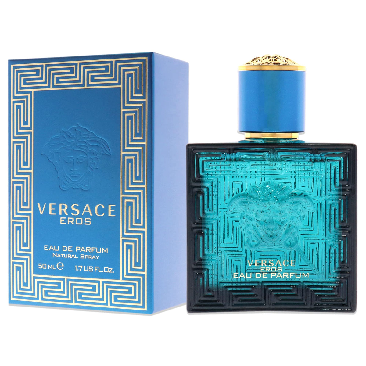 Versace Eros Men EDP packaging box shows luxury branding and recyclable materials