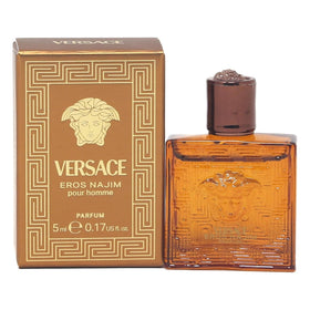 Versace Eros Najim mini bottle closeup, ideal for on-the-go fragrance touch-ups.