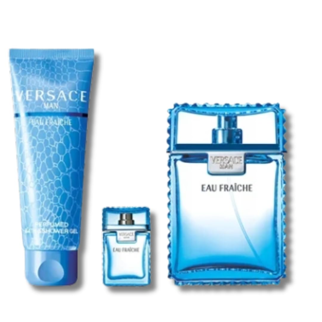 Versace Man Eau Fraiche bath-shower gel bottle in set for shower routine and layering