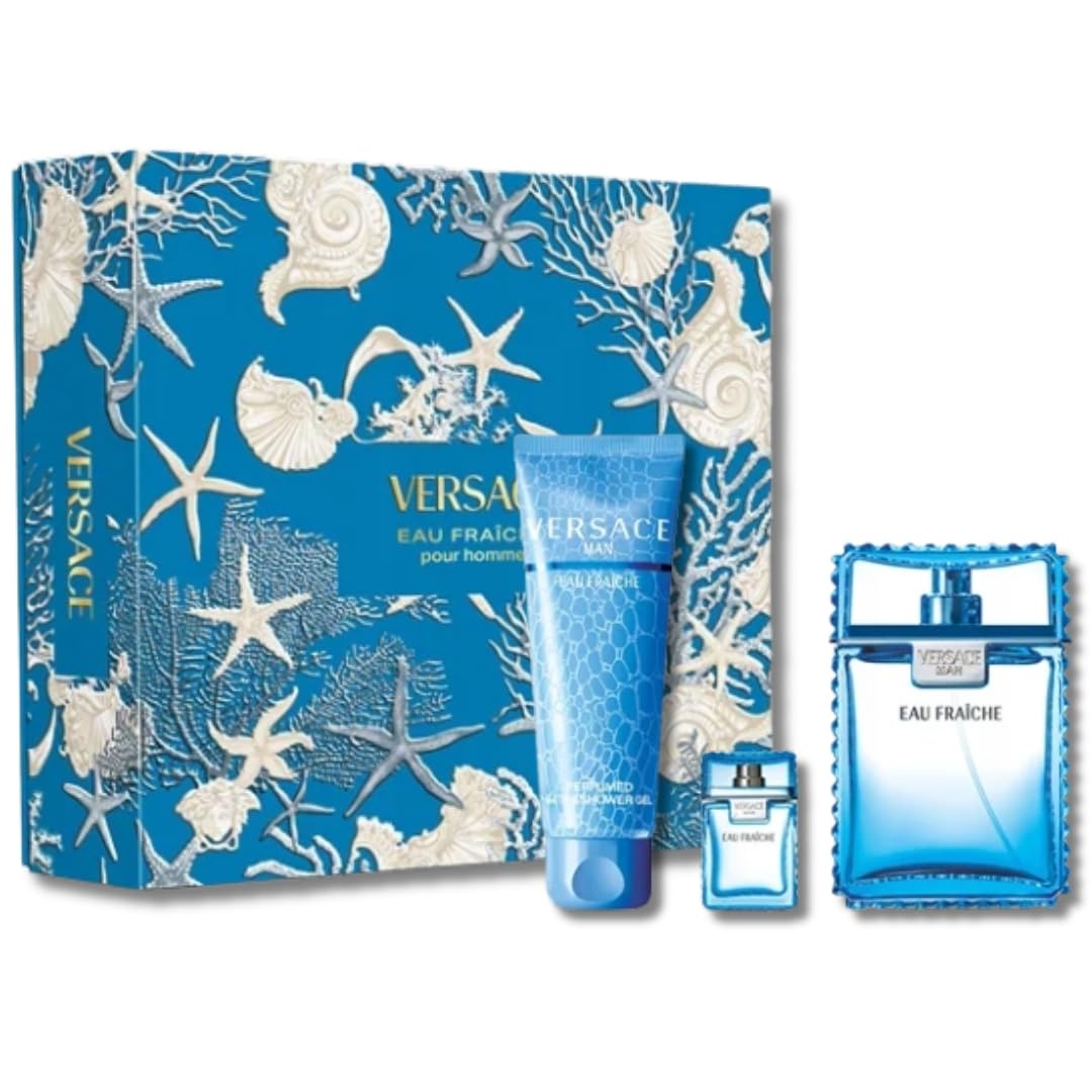 Versace Man Eau Fraiche EDT bottle in the gift set for daily freshness