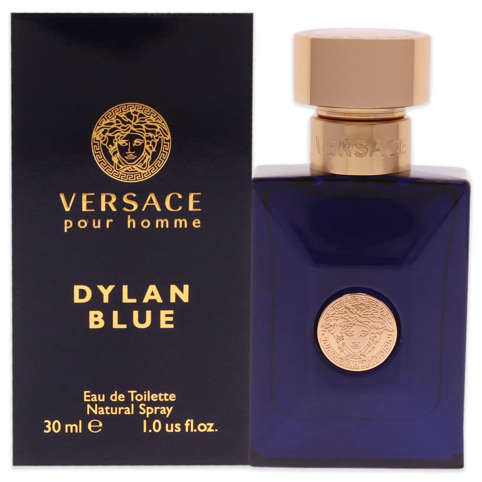 Versace Pour Homme Dylan Blue bottle, front view, classic fragrance presence for daily wear