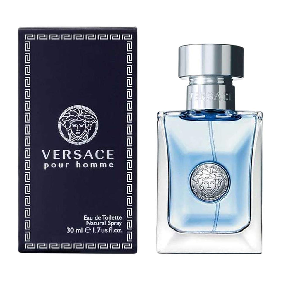 Versace Pour Homme EDT bottle featuring Mediterranean-inspired notes for daily wear.