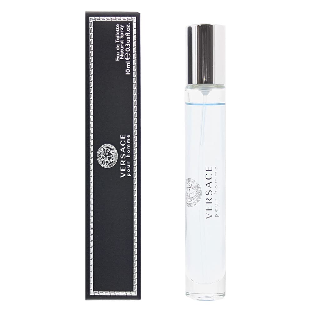 Versace Pour Homme EDT spray bottle highlighting fresh citrus notes for daily wear