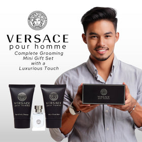 Gift set box of Versace Pour Homme opened for gifting