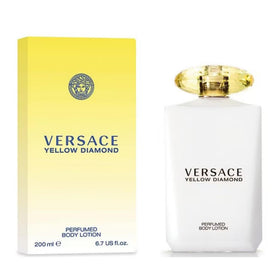 Versace Yellow Diamond bottle resting on a vanity for at-home pampering.