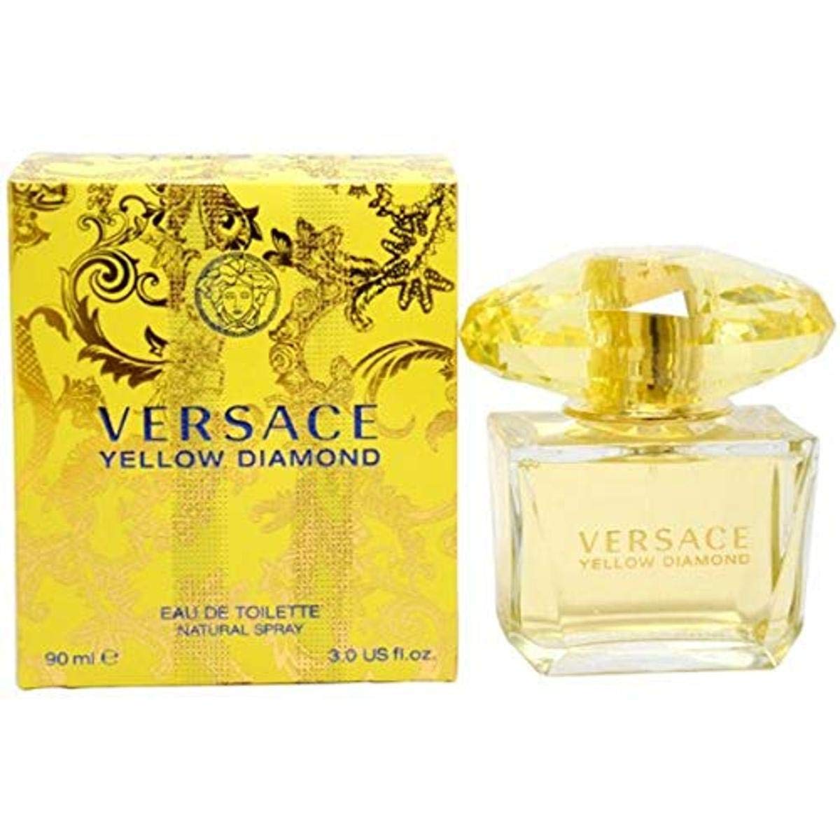 Versace Yellow Diamond EDT bottle close-up, ideal for glamorous daytime or evening wear.