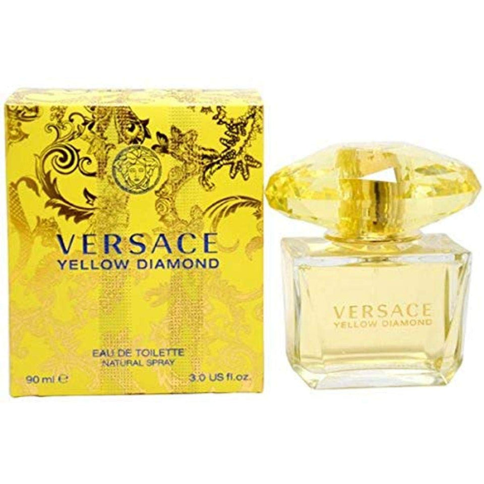 Versace Yellow Diamond EDT bottle close-up, ideal for glamorous daytime or evening wear.