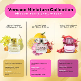 Versace Yellow Diamond mini bottle close-up, citrus-infused elegance in a compact form.