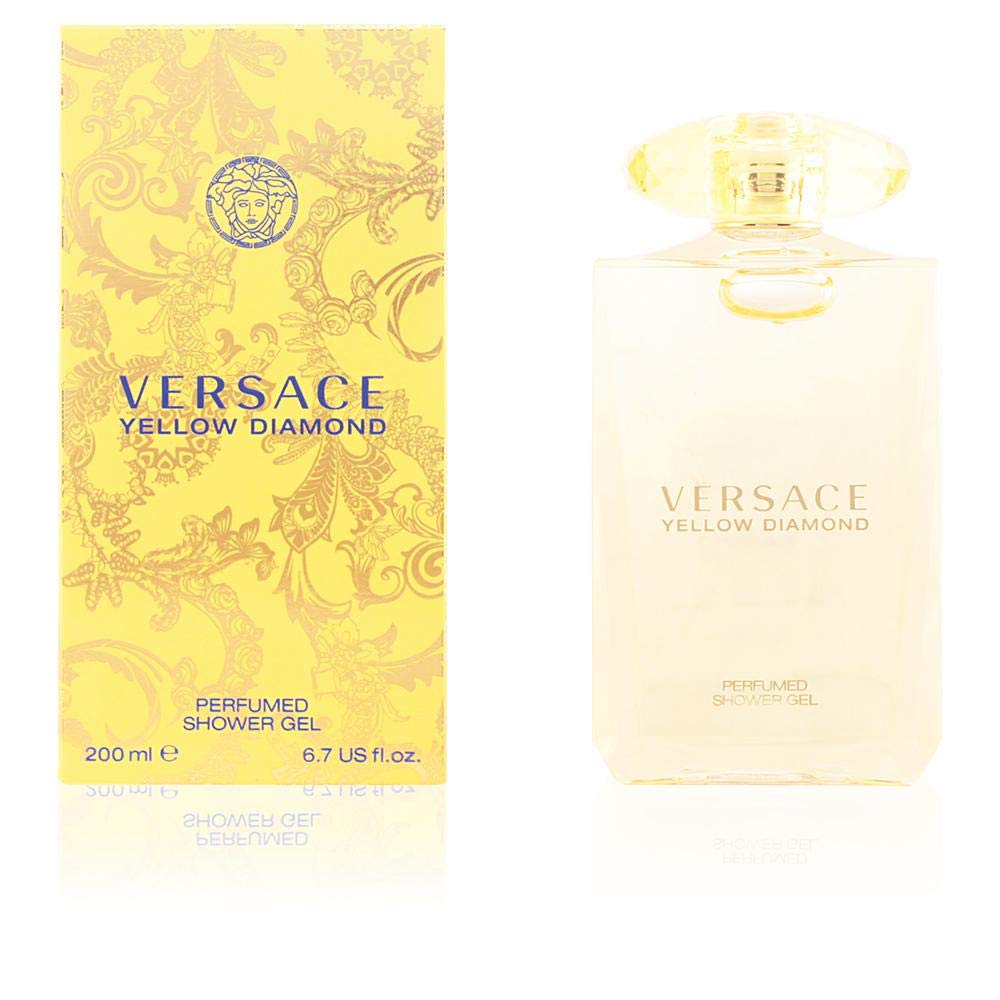 Versace Yellow Diamond shower gel bottle highlighting fragrance notes for daily pampering.