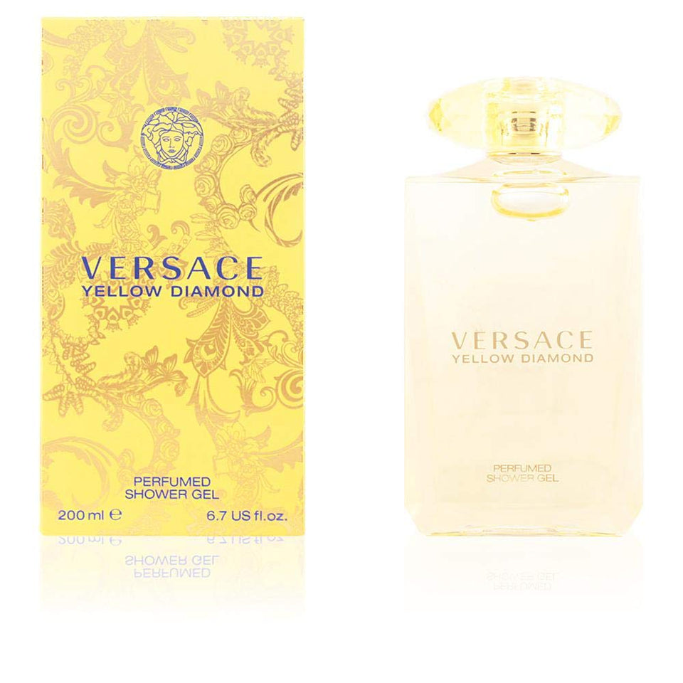 Versace Yellow Diamond shower gel bottle highlighting fragrance notes for daily pampering.