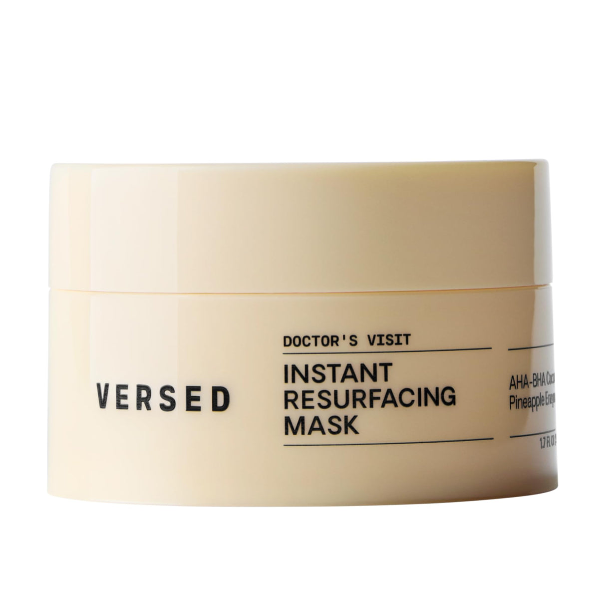 Versed Doctor's Visit Mask glow jar showing brightening potential for at-home exfoliation.