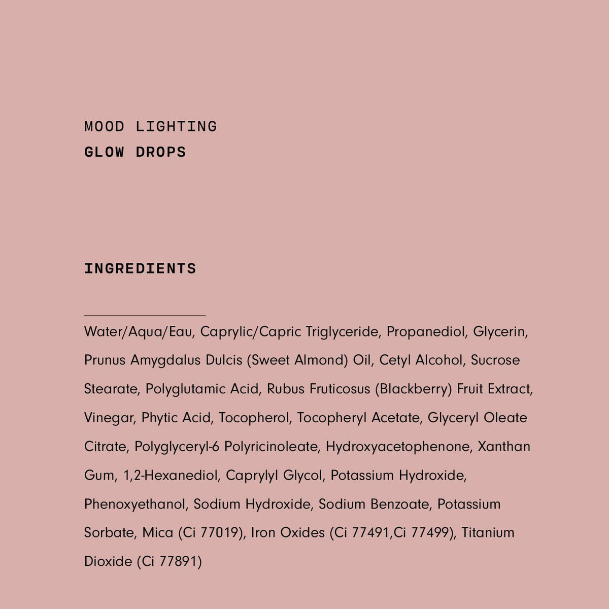 Versed Mood Lighting ingredients polyglutamic acid and blackberry antioxidants