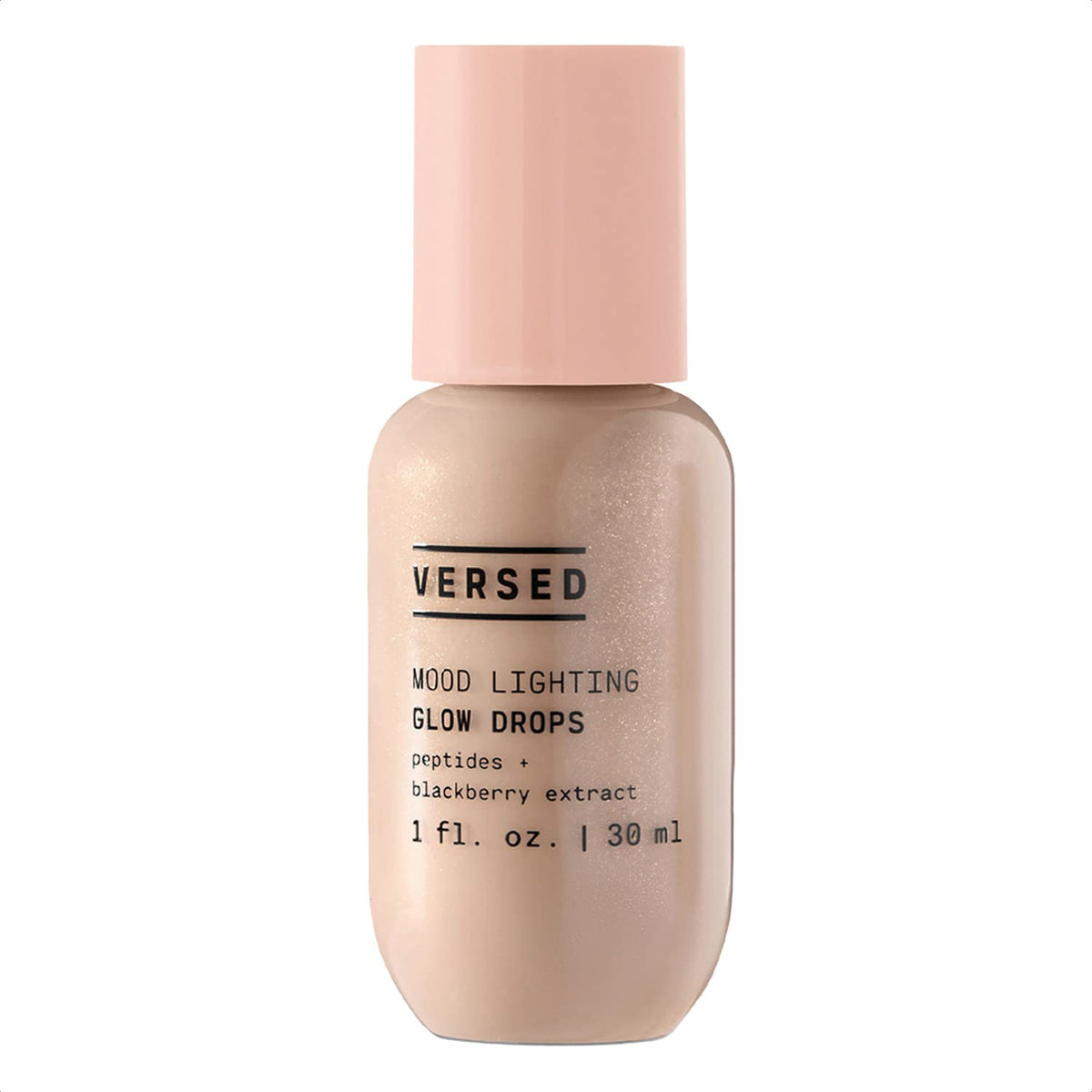 Versed Mood Lighting Glow Drops bottle closeup showing radiant golden glow for versatile wear