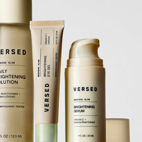 Versed Weekend Glow packaging made with recycled plastics for sustainability.