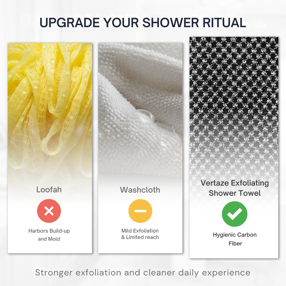 Vertaze 3D hexagonal texture close-up for two-level exfoliation and refreshed skin.