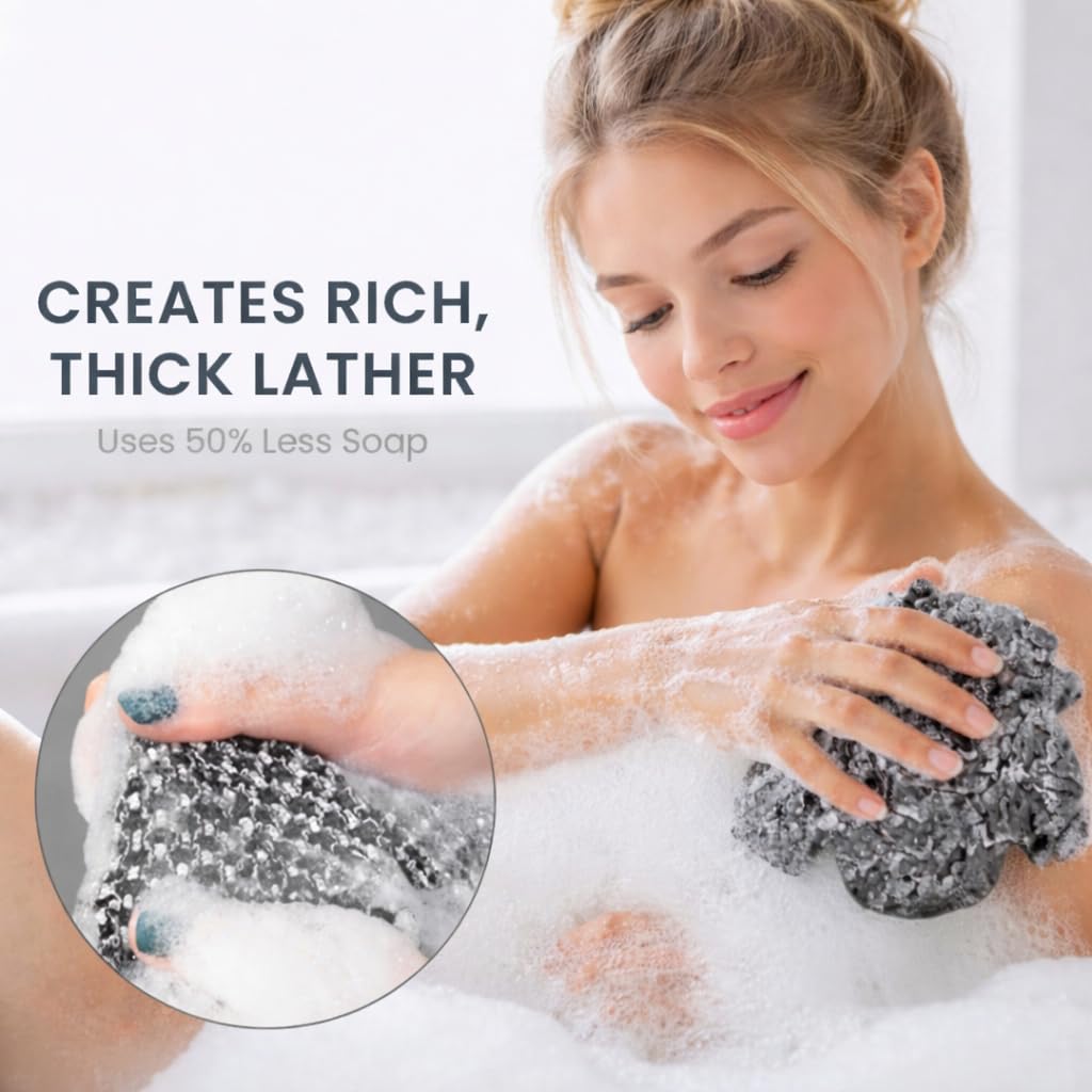 Vertaze back-washcloth edge reaches hard-to-clean areas during baths.