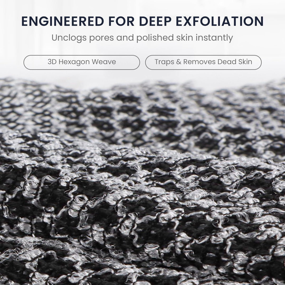 Vertaze quick-dry exfoliating towel ready to rinse clean after shower.