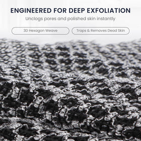 Vertaze quick-dry exfoliating towel ready to rinse clean after shower.