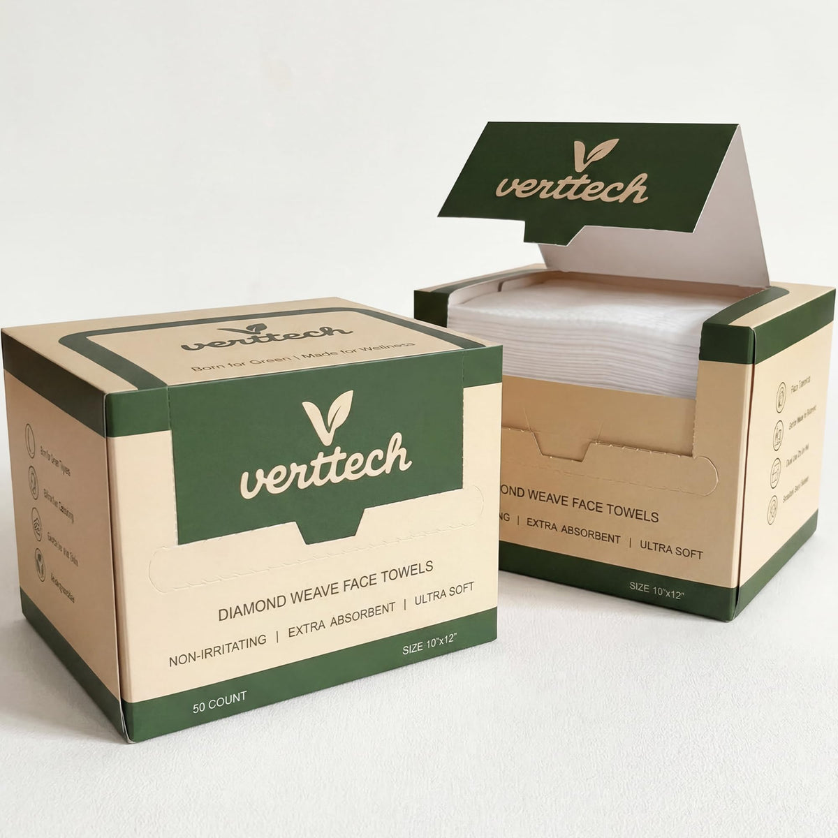 Verttech Diamond Weave towel packaged for hygienic daily use.