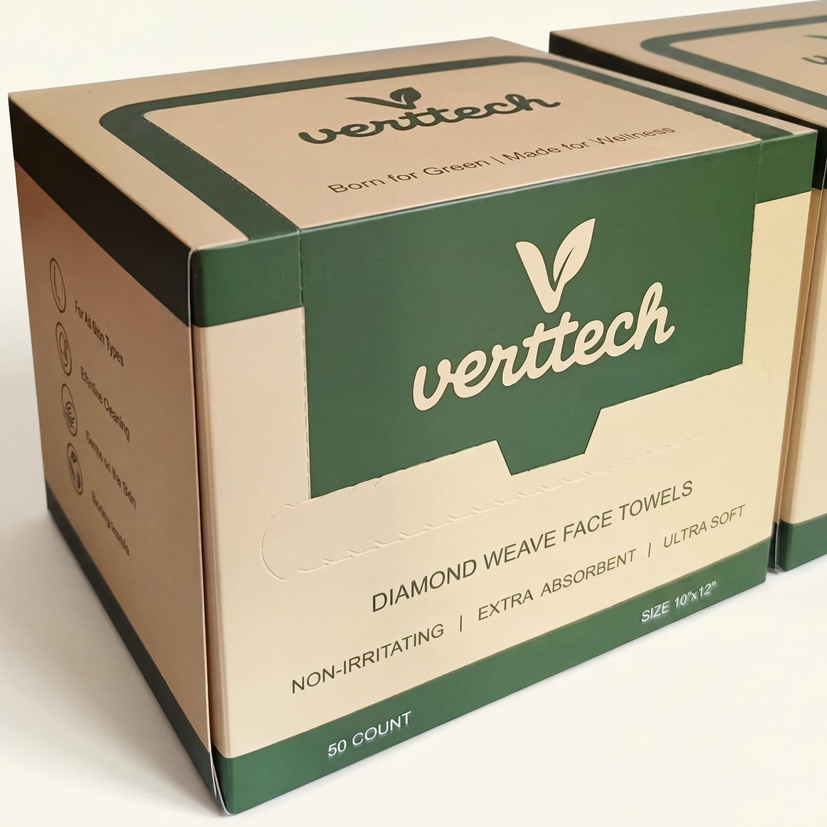 Verttech disposable towel shown as lint-free and durable.