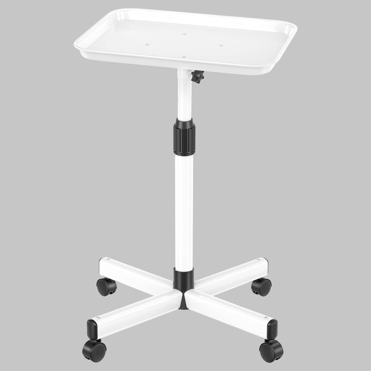 Verytop back-saving salon tray on wheels during assembly for quick setup.