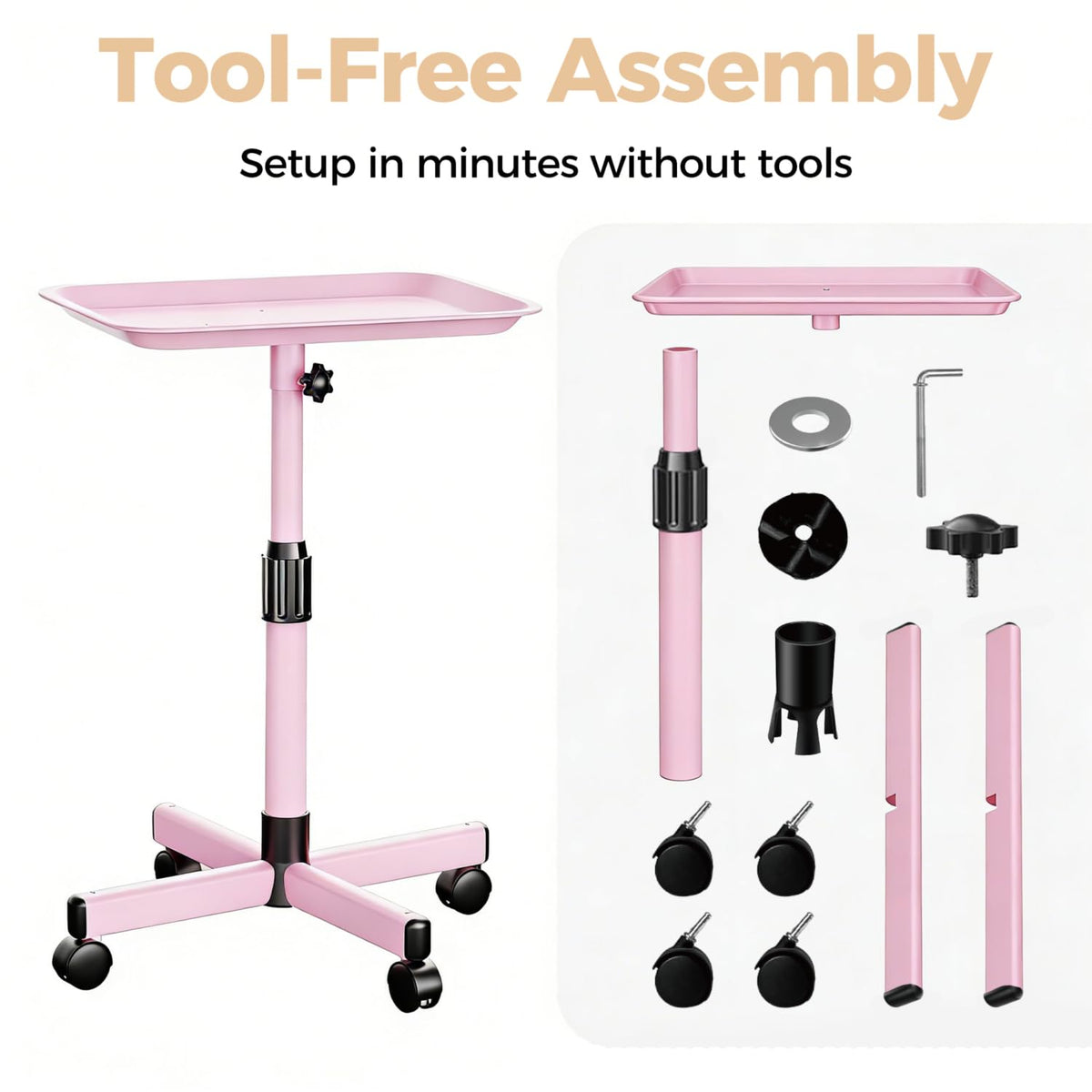 VERYTOP lightweight rolling cart supports portable salon use.