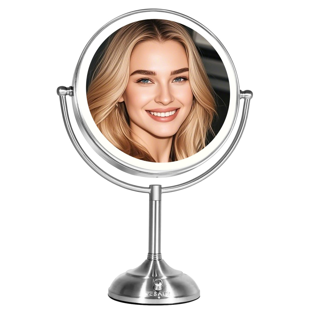 VESAUR 11-inch seamless mirror surface for distortion-free reflection during makeup