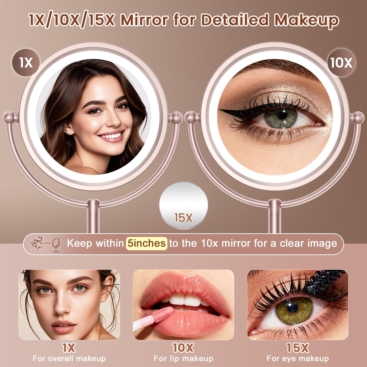 VESAUR 90-LED lighting provides true-color illumination for makeup checks