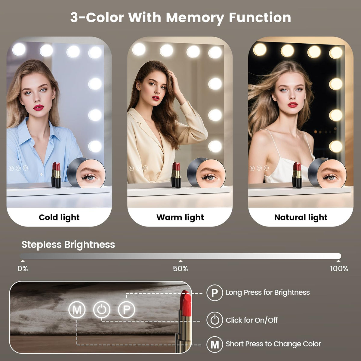 VESAUR 10x magnification detail for brows and lashes