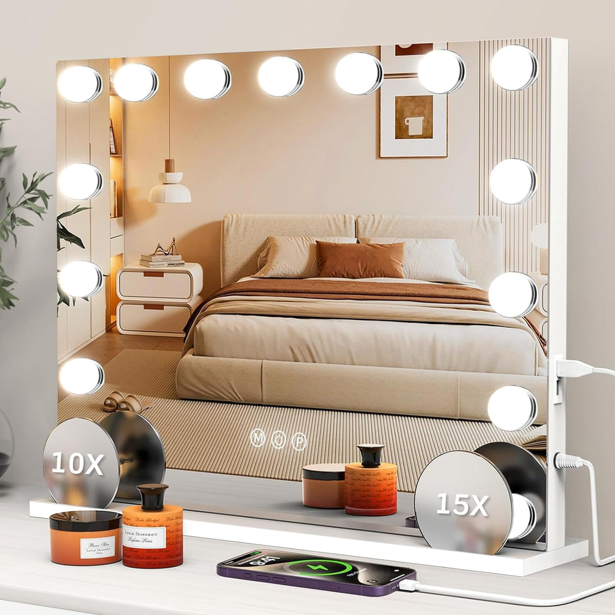 VESAUR Hollywood vanity mirror full view with lights for flawless makeup application