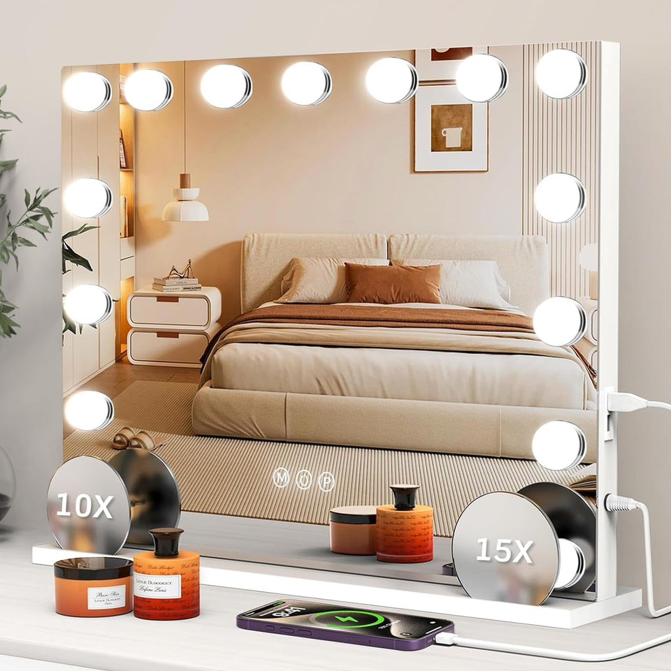 VESAUR Hollywood vanity mirror full view with lights for flawless makeup application