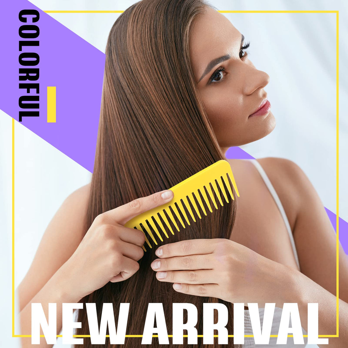 Vesici durable plastic wide-tooth combs with smooth teeth for gentle use