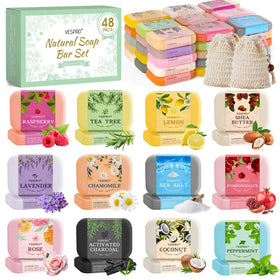 VESPRO 48-pack handmade soap varieties with assorted scents ideal for gifting