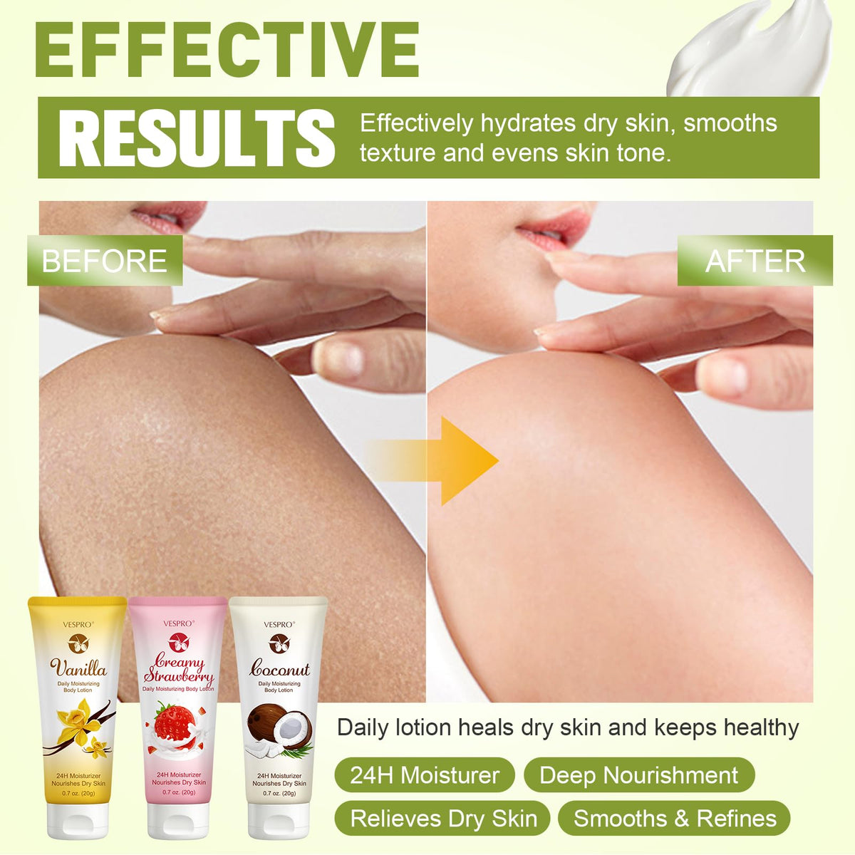 VESPRO Vanilla travel lotion delivers warm aroma and daylong hydration.