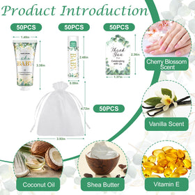 VESPRO Oh Baby gift set display, shows coordinated favors attractively.