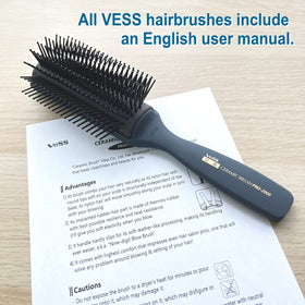 VESS Pro-2000 nylon bristles round tips glide softly over the scalp.