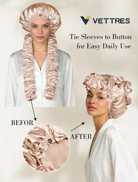 Vettres satin bonnet designed for braids and dreadlocks to reduce tangling.